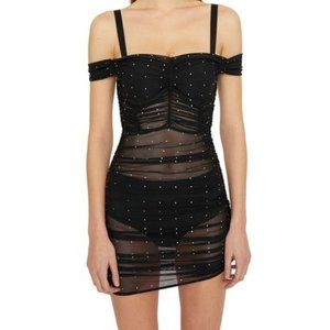 DANIELLE GUIZIO Embellished Lynx Ruched Dress Size M